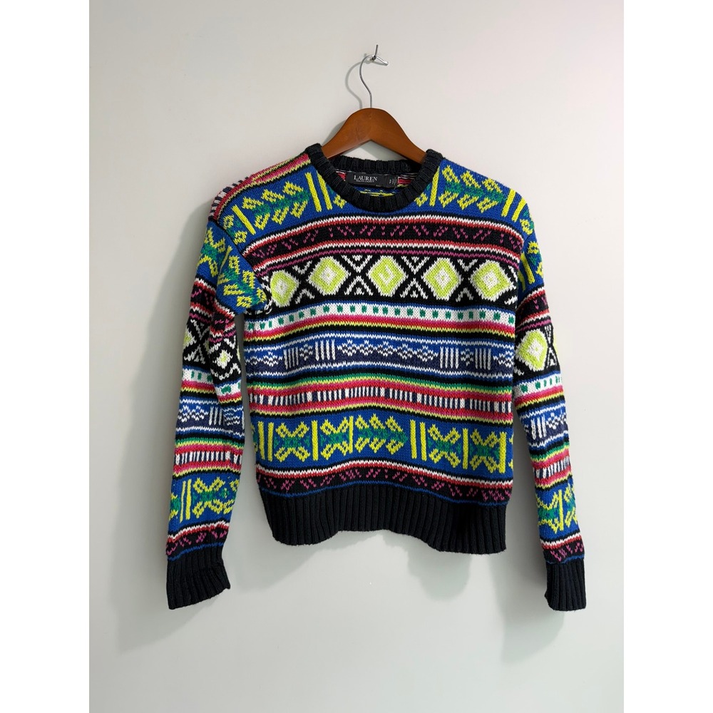 Lauren Ralph Lauren Neon Fair Isle Crewneck Sweater - Picture 2 of 8